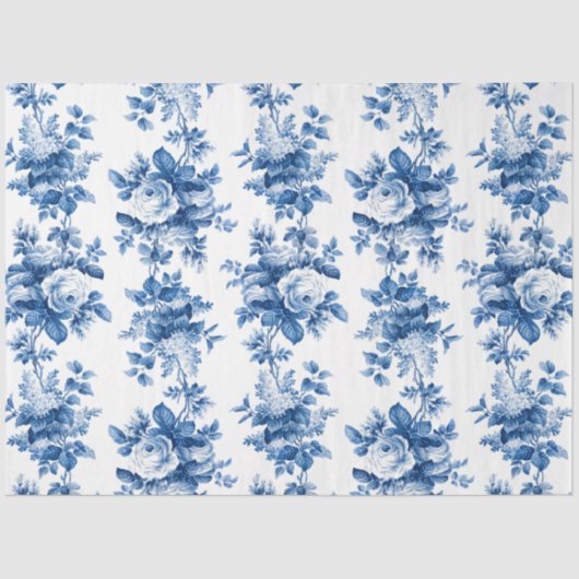 エレガントヴィンテージ中国ブルーバラ 薄葉紙 (正面)