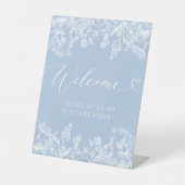 エレガントヴィンテージ何か青い歓迎サイン 台座サイン (正面)