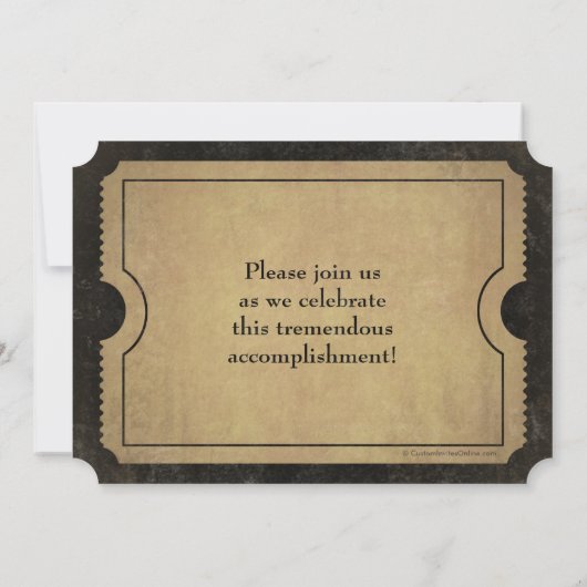 エレガントヴィンテージ入学チケットカスタム卒業 招待状 (裏面)