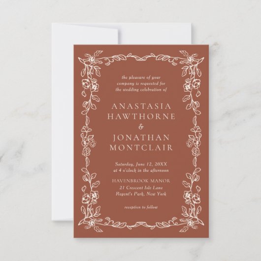 エレガントヴィンテージ写真テラコッタ結婚ズ 招待状 (正面)