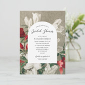 エレガントヴィンテージ冬花模様ブライダルシャワー 招待状 (スタンド正面)