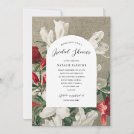 エレガントヴィンテージ冬花模様ブライダルシャワー 招待状