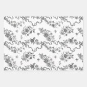 エレガントヴィンテージ刻印バラとリボン ラッピングペーパーシート (正面2)