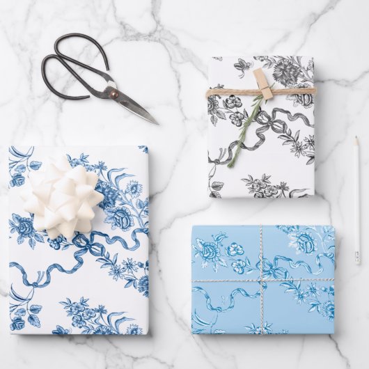 エレガントヴィンテージ刻印バラとリボン ラッピングペーパーシート (正面)