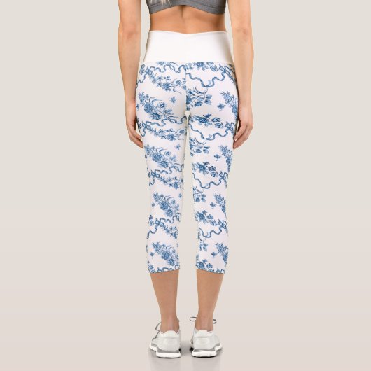 エレガントヴィンテージ刻印青バラとリボン カプリレギンス (裏面)