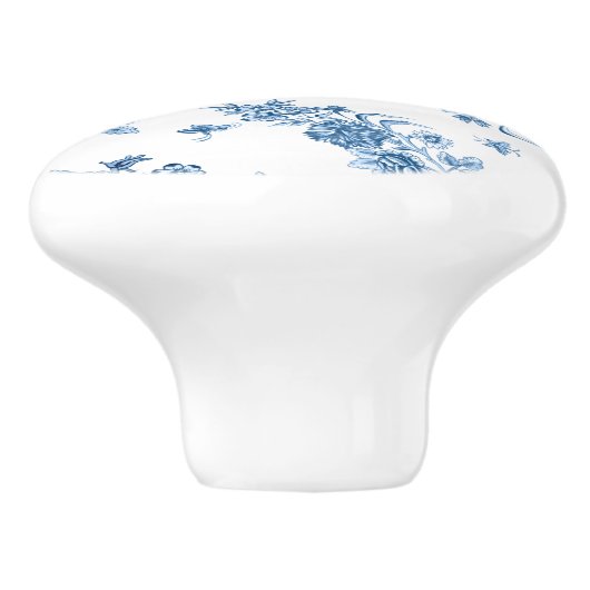 エレガントヴィンテージ刻印青バラとリボン セラミックノブ (側面)