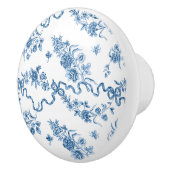 エレガントヴィンテージ刻印青バラとリボン セラミックノブ (右)