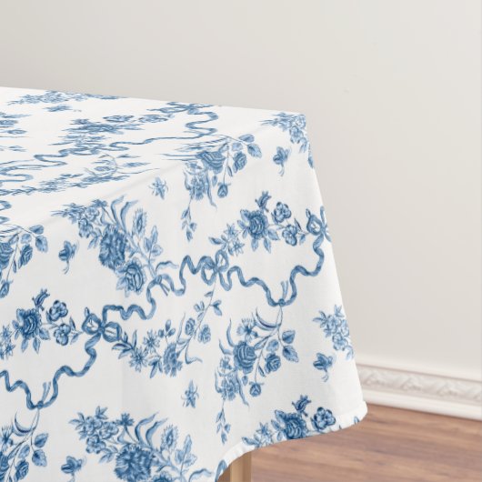 エレガントヴィンテージ刻印青バラとリボン テーブルクロス (インサイチュ)