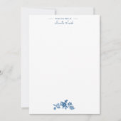 エレガントヴィンテージ刻印青バラとリボン ノートカード (正面)