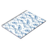 エレガントヴィンテージ刻印青バラとリボン ノートブック (左側)