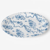 エレガントヴィンテージ刻印青バラとリボン ペーパープレート (アングル)