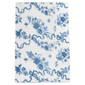 エレガントヴィンテージ刻印青バラとリボン ミディアムペーパーバッグ (裏面)