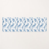 エレガントヴィンテージ刻印青バラとリボン ヨガマット (正面(横))