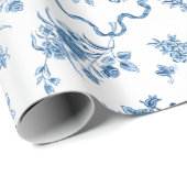 エレガントヴィンテージ刻印青バラとリボン ラッピングペーパー (ロールコーナー)