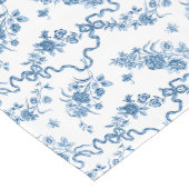 エレガントヴィンテージ刻印青バラとリボン ロングテーブルランナー (コーナー)
