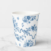 エレガントヴィンテージ刻印青バラとリボン 紙コップ (裏面)