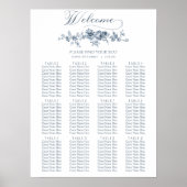 エレガントヴィンテージ刻印青フローラ ポスター (正面)