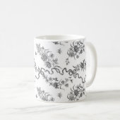 エレガントヴィンテージ刻印黒バラとリボン コーヒーマグカップ (正面右)