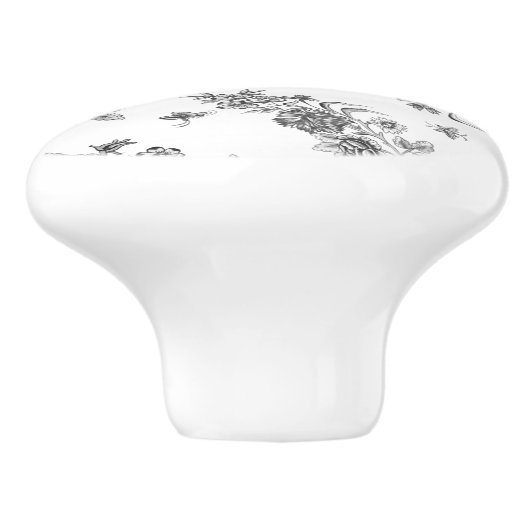 エレガントヴィンテージ刻印黒バラとリボン セラミックノブ (側面)