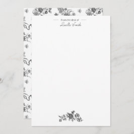 エレガントヴィンテージ刻印黒バラとリボン ノートカード