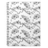 エレガントヴィンテージ刻印黒バラとリボン ノートブック (正面)