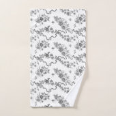 エレガントヴィンテージ刻印黒バラとリボン バスタオルセット (ハンドタオル)