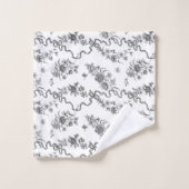 エレガントヴィンテージ刻印黒バラとリボン バスタオルセット (ウォッシュタオル)