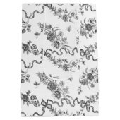 エレガントヴィンテージ刻印黒バラとリボン ミディアムペーパーバッグ (裏面)