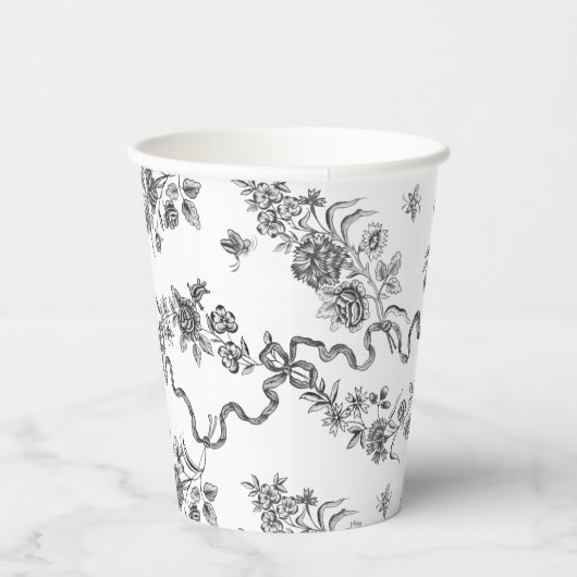 エレガントヴィンテージ刻印黒バラとリボン 紙コップ (右)