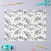 エレガントヴィンテージ刻印黒バラとリボン 薄葉紙 (クラフト)