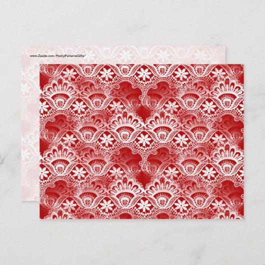 エレガントヴィンテージ動揺してレッドホワイトレースダマスク ポストカード (正面/裏面)