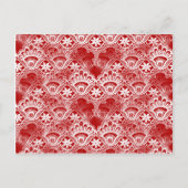 エレガントヴィンテージ動揺してレッドホワイトレースダマスク ポストカード (正面)