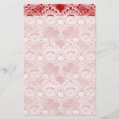 エレガントヴィンテージ動揺してレッドホワイトレースダマスク 便箋 (正面)