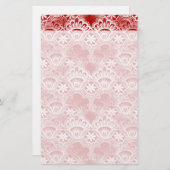 エレガントヴィンテージ動揺してレッドホワイトレースダマスク 便箋 (正面/裏面)