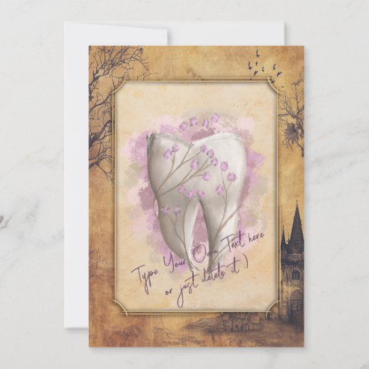 エレガントヴィンテージ古いファッションド歯科用贈物 招待状 (裏面)