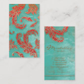 エレガントヴィンテージ名刺の緑青が渦巻き 名刺 (正面/裏面)