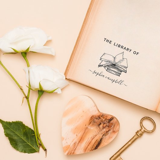 エレガントヴィンテージ図書名前をカスタムする ラバースタンプ
