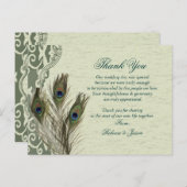 エレガントヴィンテージ国の緑のクジャク感謝していク ポストカード (正面/裏面)