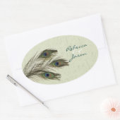 エレガントヴィンテージ国グリーンピーコ結婚ック 楕円形シール (封筒)