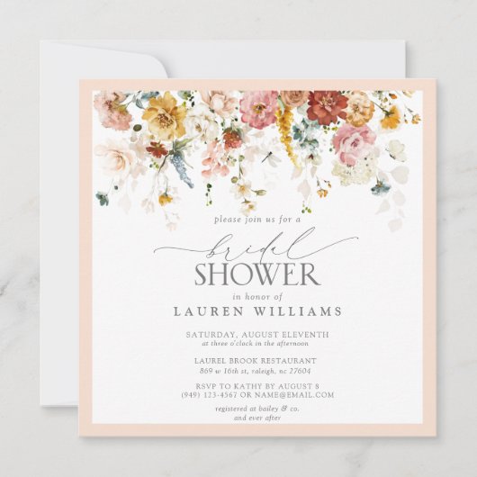 エレガントヴィンテージ国フローラブライダルシャワー 招待状 (正面)