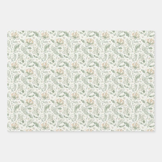 エレガントヴィンテージ園の花と蝶セット ラッピングペーパーシート (正面2)