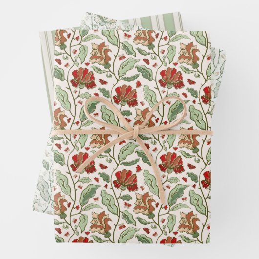 エレガントヴィンテージ園の花と蝶セット ラッピングペーパーシート (インサイチュ)