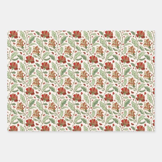 エレガントヴィンテージ園の花と蝶セット ラッピングペーパーシート (正面)