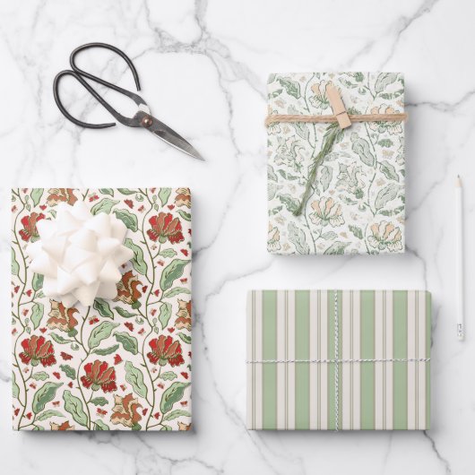 エレガントヴィンテージ園の花と蝶セット ラッピングペーパーシート (正面)