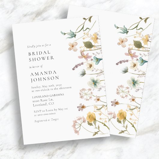 エレガントヴィンテージ圧縮フローラブライダルシャワー 招待状