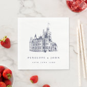エレガントヴィンテージ城イラストレーション結婚ズ スタンダードランチョンナプキン (インサイチュ)