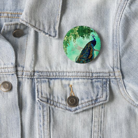 エレガントヴィンテージ孔雀絵 缶バッジ (インサイチュ)