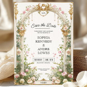 エレガントヴィンテージ庭園の結婚式日付カードの保存 招待状