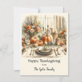 エレガントヴィンテージ感謝祭ホリデーフラットカード