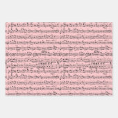 エレガントヴィンテージ手書きシート音楽ノートピンク ラッピングペーパーシート (正面3)